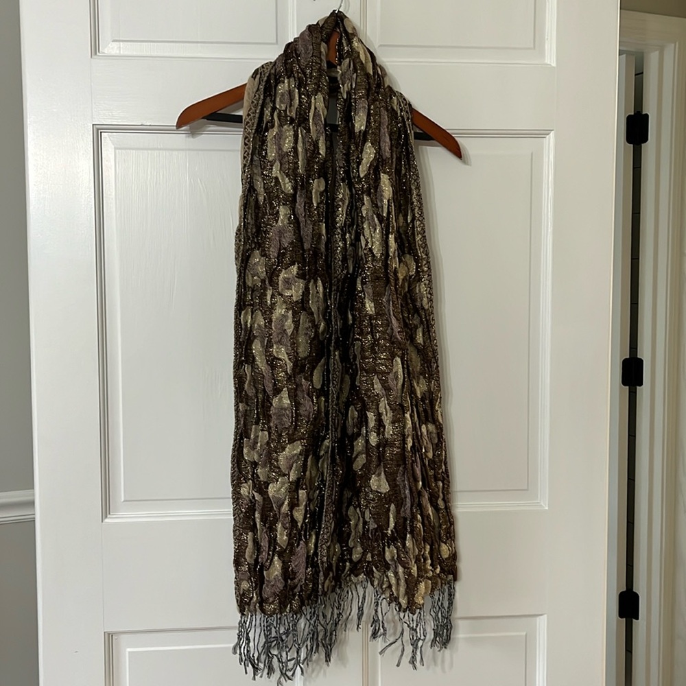 Reversible Leopard Print Shimmer Scarf